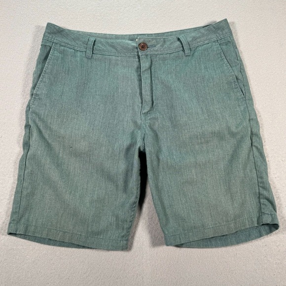 Okatin‎ Chino Shorts Mens 33 Green Beach Surf Summer Flat Front Outdoor Casual - Picture 1 of 15